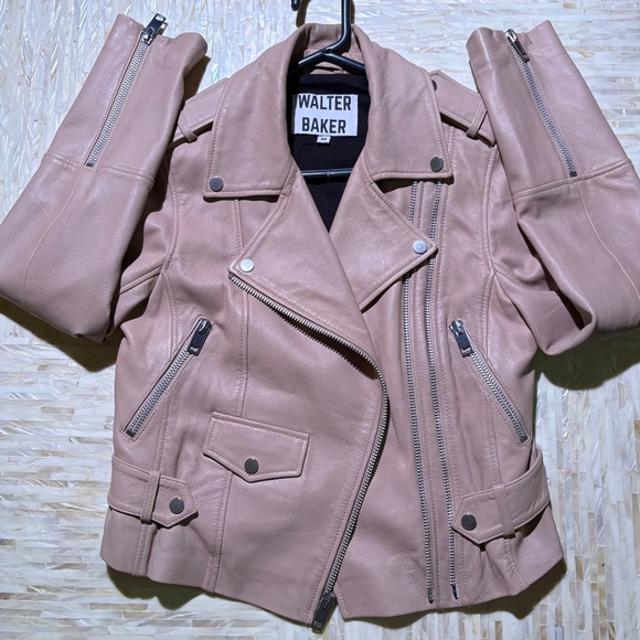 Light pink Walter Baker Moto Leather Jacket - Picture 4 of 5